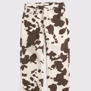 Abercrombie Mid Rise Baggy Bootcut Jean Cow Print Size 30
